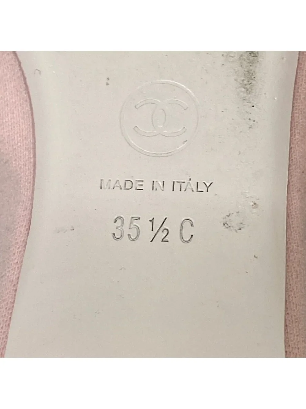 Chanel Flat Shoes C Light Pink Black CC Logo Cotton